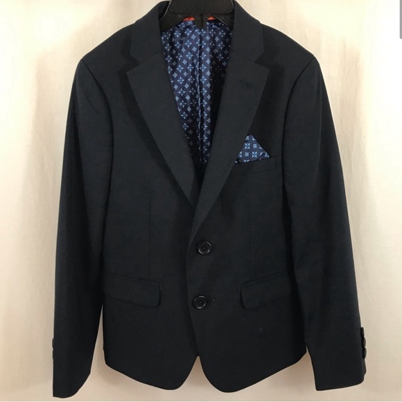 Tallia Boys Solid Navy Wool Blend Suit Size 6 - Picture 2 of 8
